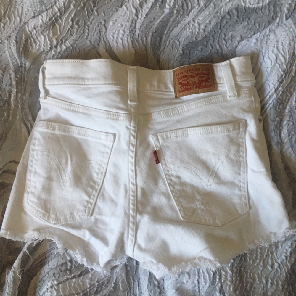 White Levis Cut Offs